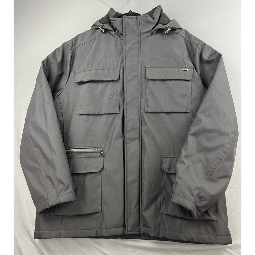 Calvin Klein Parka Jacket Mens XXL Hooded Quilted Utility Coat Black Good